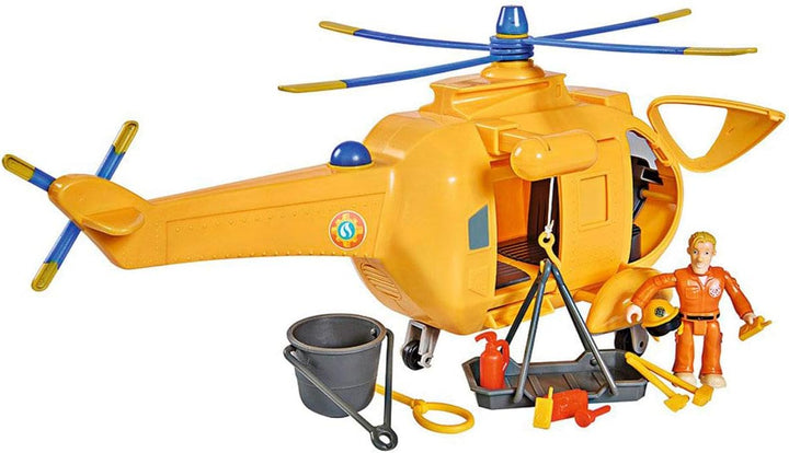 Sam el bombero - Wallaby Hubschrauber mit Figur, 34 cm (Simba 9251002), Wallaby Hubschrauber