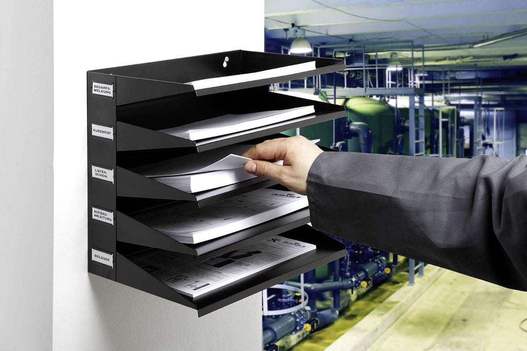 Durable Sortierreck (mit 5 Ablagefächern), für Tisch oder Wand, schwarz, 336001 Schwarz 5 Fächer, Sc