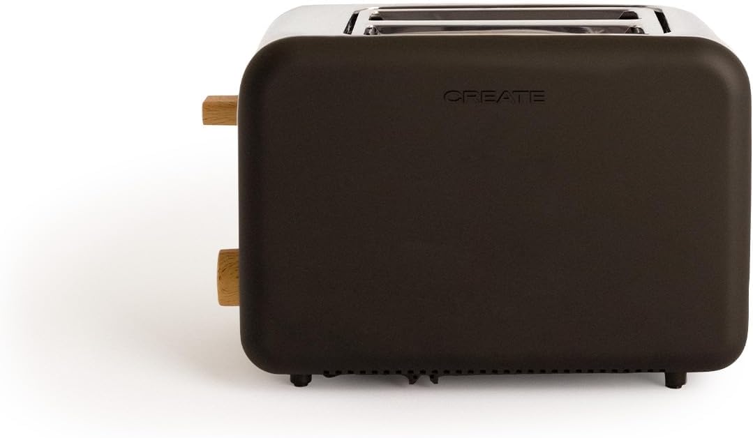 CREATE/TOAST RETRO/Toaster Schwarz / 6 Leistungsstufen, Krümelschublade, Thermostat, Auftauen, Aufwä
