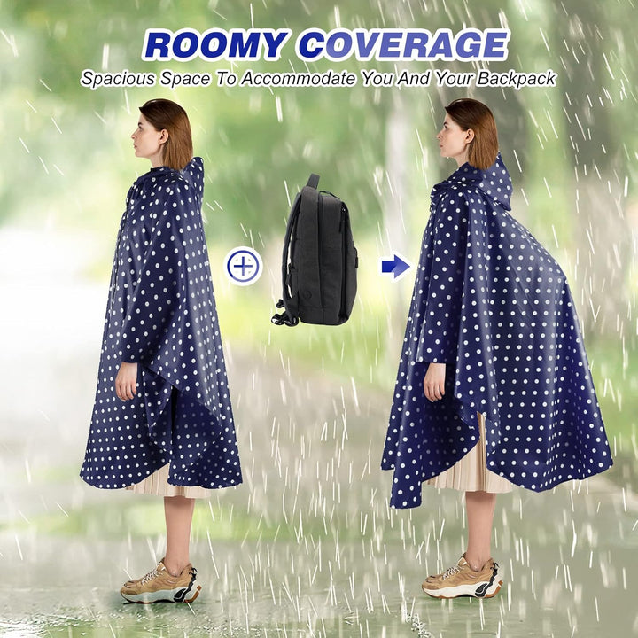 LAMA Mode Regenponcho Unisex Regenmantel Atmungsaktiv Regencape Leicht Regenjacke Regenschutzbekleid