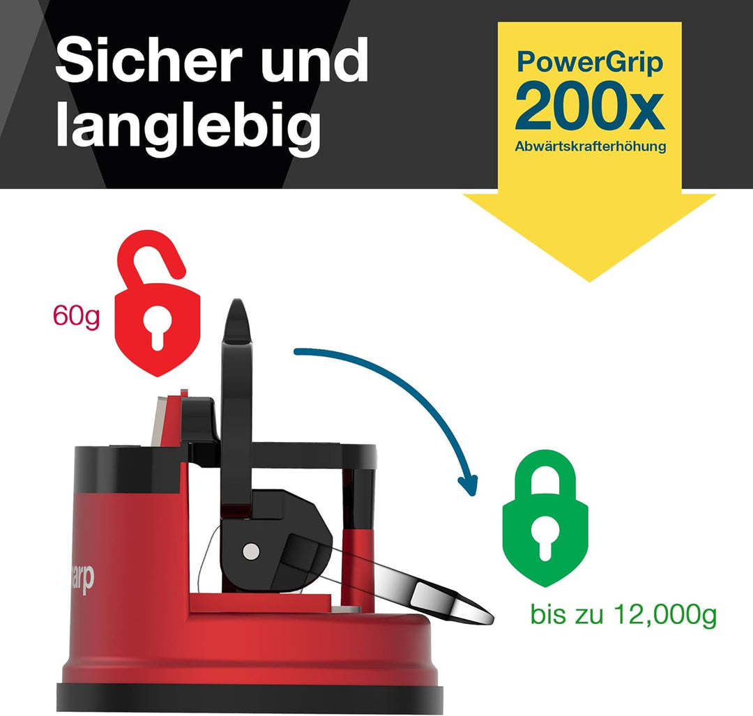 AnySharp Pro Metall Messerschärfer, Freihändige Sicherheit, PowerGrip Saugnapf, Schärft alle Küchenm