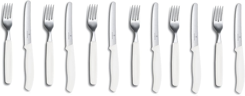 Victorinox 12-tlg. Tafelmesser - Tomatenmesser Besteck Set Swiss Classic mit Wellenschliff rostfrei