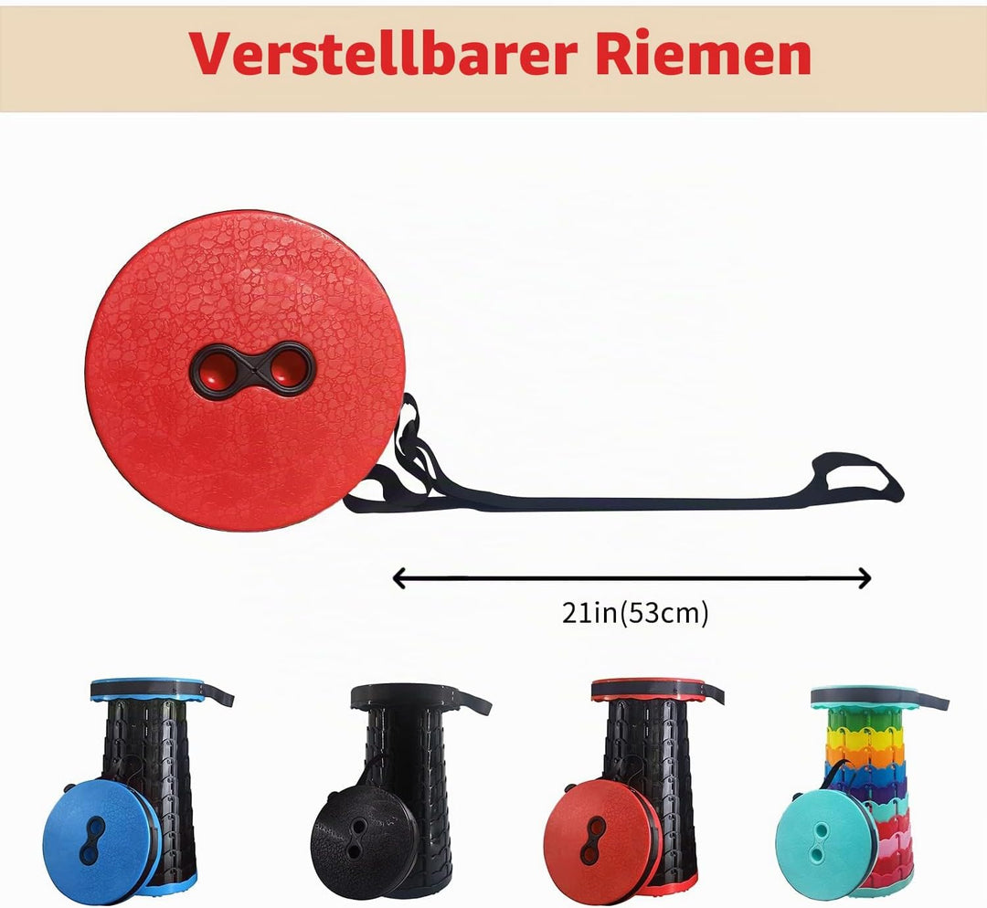 Teleskopischer Tragbarer Klapphocker Faltbarer, Rot Outdoor Campinghocker Hocker Belastung 397 Lbs f