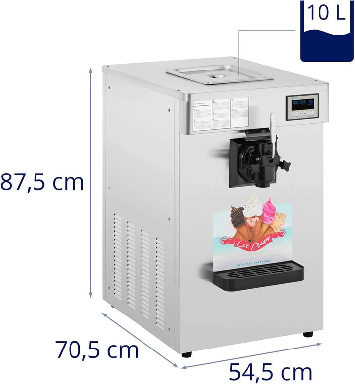 Royal Catering Softeismaschine 1290 W 18 l/h Behälter: 10 l 1 Geschmacksrichtung Softeismaschine Gas