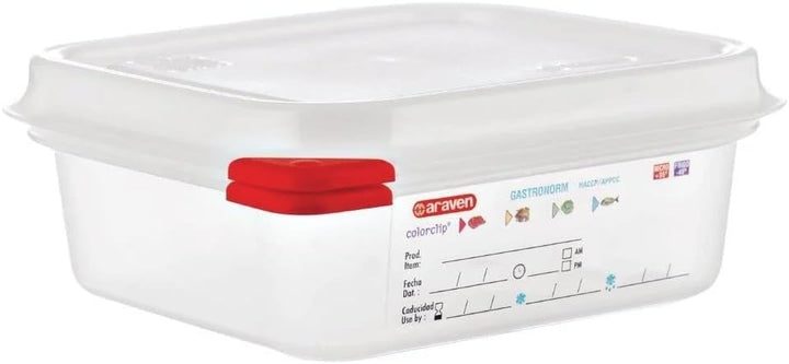 Araven 03350 PP Food Container GN mit Deckel, 1,1 l, 65 mm (4 Stück) 65 x 176 x 162mm, 65 x 176 x 16