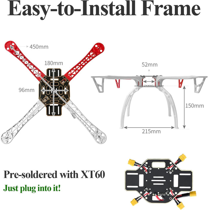 HAWK'S WORK F450 Drohnenrahmen, 450mm Radstand Quadcopter Frame Kit mit Landekufen (Standard), Stand
