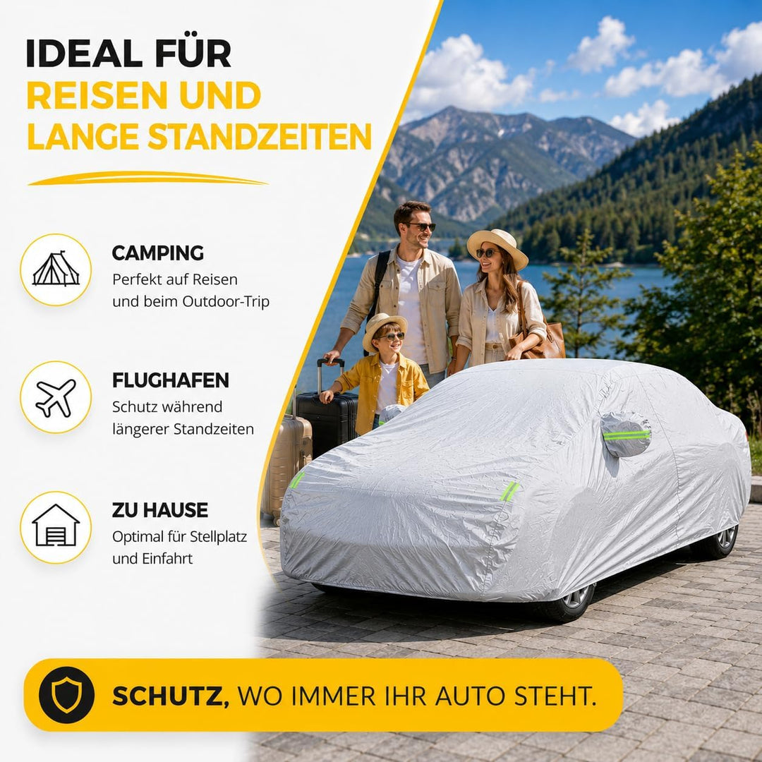 Universale Autoschutzhülle - Autoabdeckung - wasserdichte Autoplane für PKW/KFZ – Car Cover in Silbe