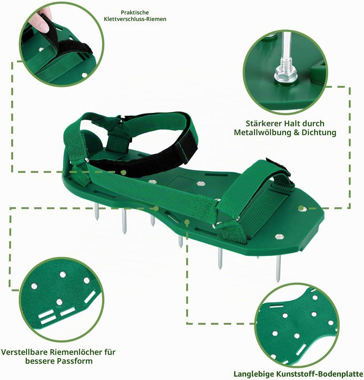 Ohuhu Rasenlüfter Schuhe Nagelschuhe mit Schaufel Kostenlose Installation, Rasenbelüfter Aerifiziere