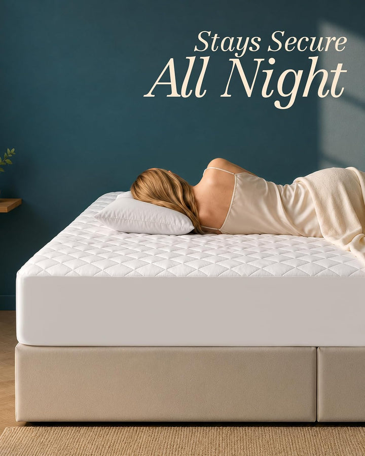 Utopia Bedding Gesteppte Matratzenauflage (grosses Einzelbett), Matratzenbezug dehnbar bis 40,6 cm H
