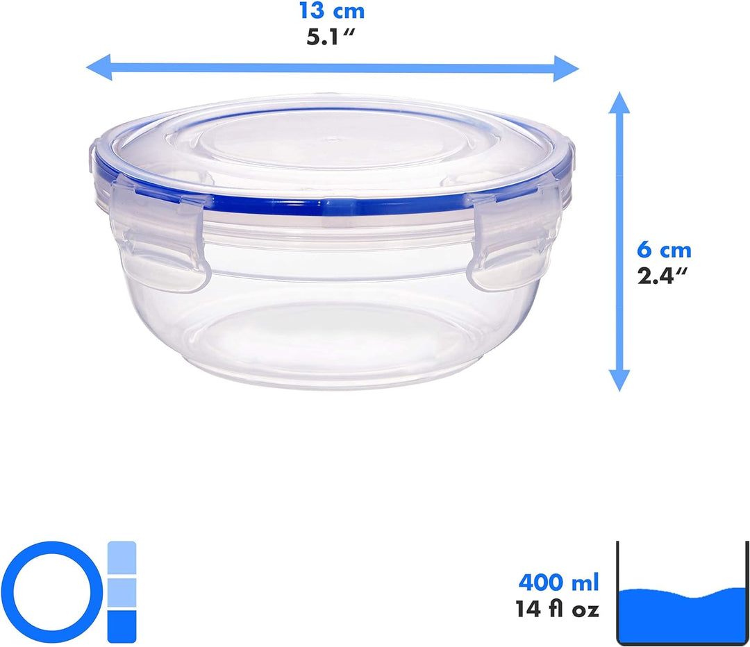 Grizzly Kunststoff Frischhaltedosen Set, 8x Vorratsdosen mit Deckel, flach, rund, stapelbar, bruch-,