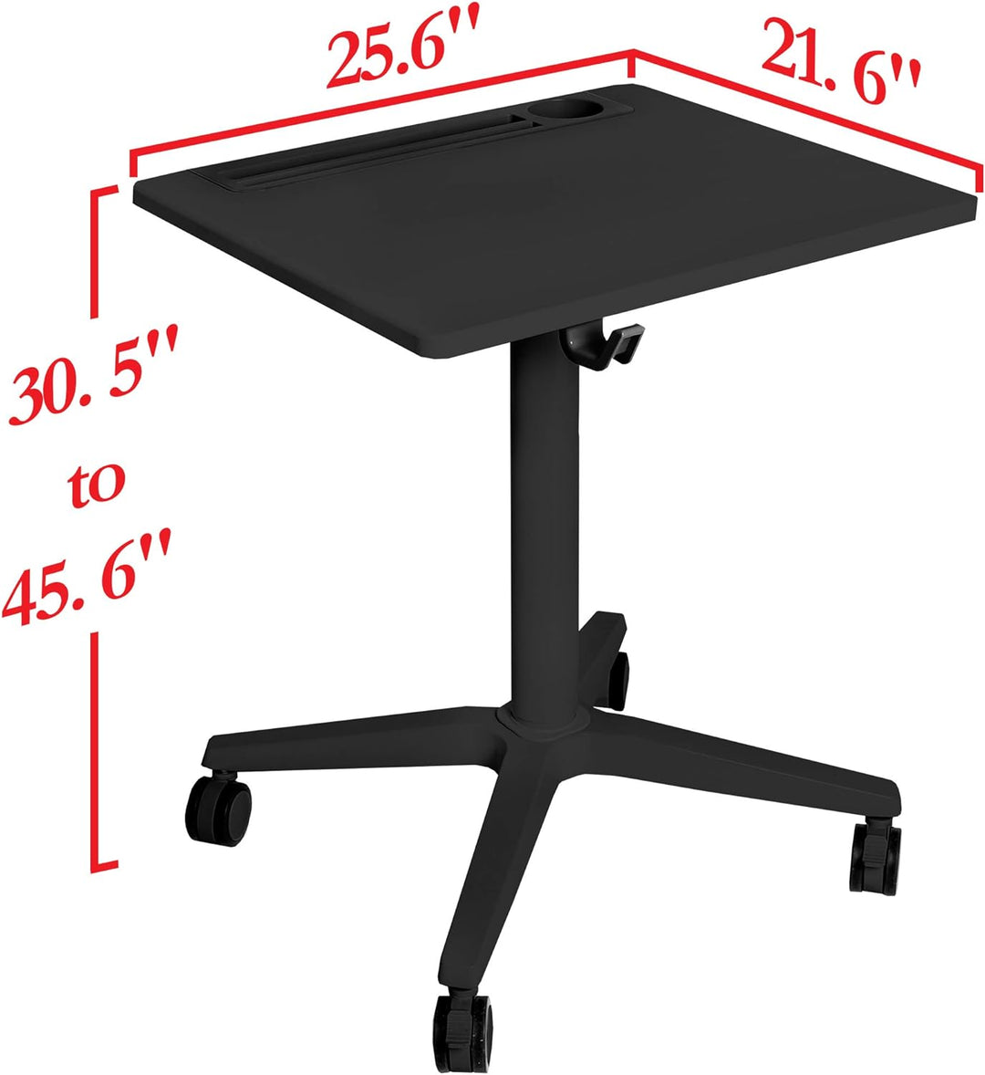 Seville Classics Höhenverstellbarer Tisch, Aluminium, 65 cm x 55 cm x 77.5 bis 115.8 cm (LxBxH) 65 x
