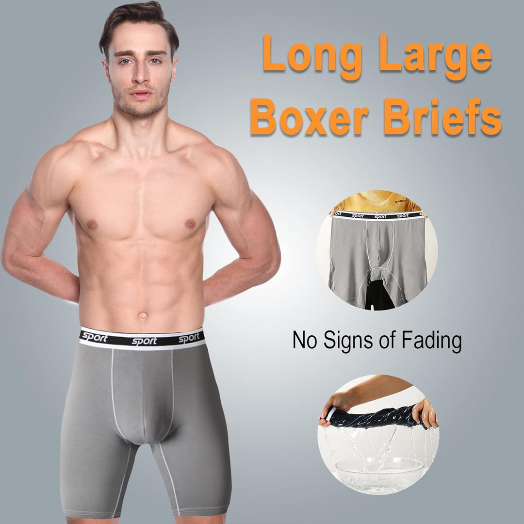 Nuofengkudu Herren Modal Unterwäsche Nahtlose Langes Bein Boxershorts Anti Chafing Unterhosen Atmung
