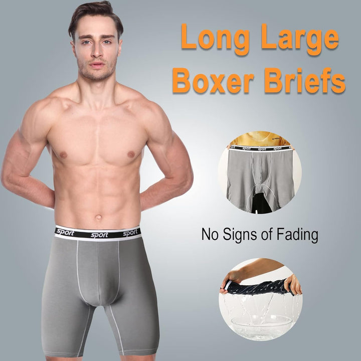 Nuofengkudu Herren Modal Unterwäsche Nahtlose Langes Bein Boxershorts Anti Chafing Unterhosen Atmung