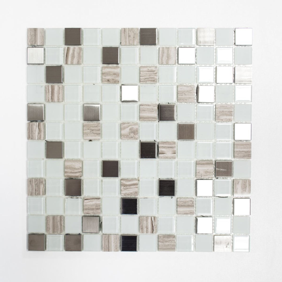 Mosaik Fliesen Mosaikfliesen Glasmosaik Stein Kachel beige weiss glänzend Küchenfliese WC Fliesenspi