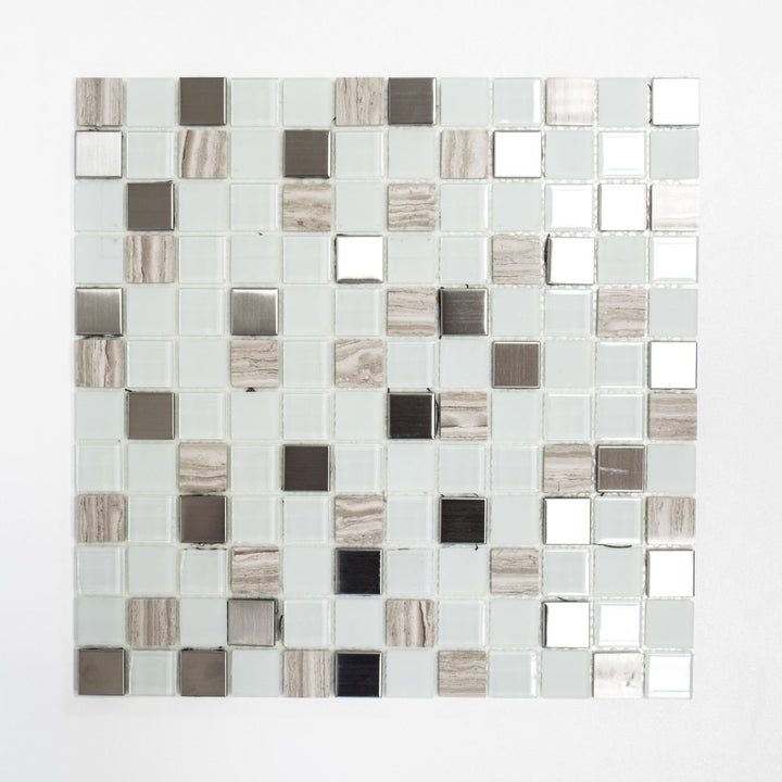 Mosaik Fliesen Mosaikfliesen Glasmosaik Stein Kachel beige weiss glänzend Küchenfliese WC Fliesenspi