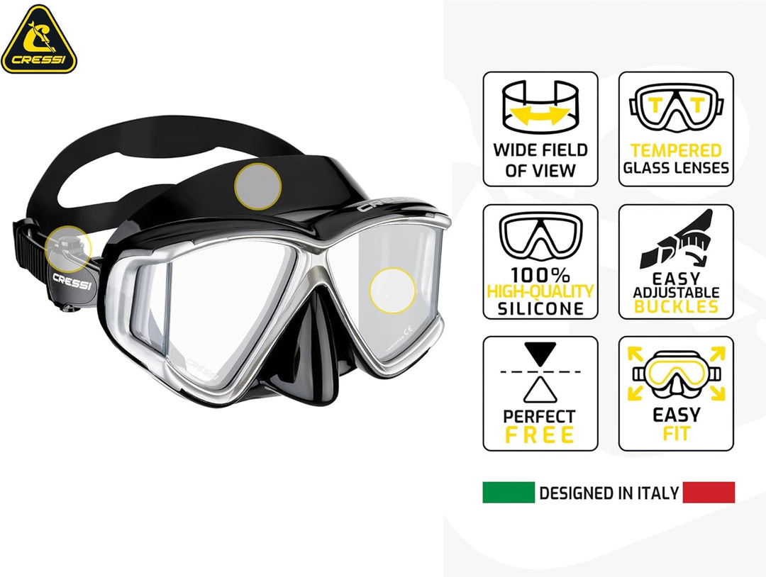 Cressi Pano 4 & Supernova Unisex-Adult schwarz/silber, Unisex-Adult schwarz/silber