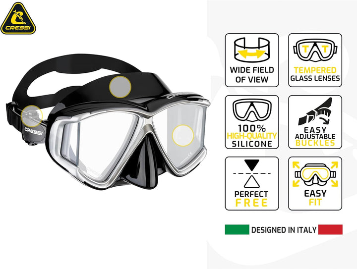 Cressi Pano 4 & Supernova Unisex-Adult schwarz/silber, Unisex-Adult schwarz/silber