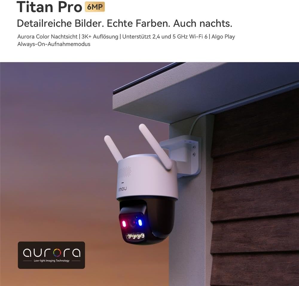 Imou Titan Pro 6MP Überwachungskamera WLAN/PoE, 360° PTZ, KI-Erkennung, 30m Nachtsicht, Sirene & Lic