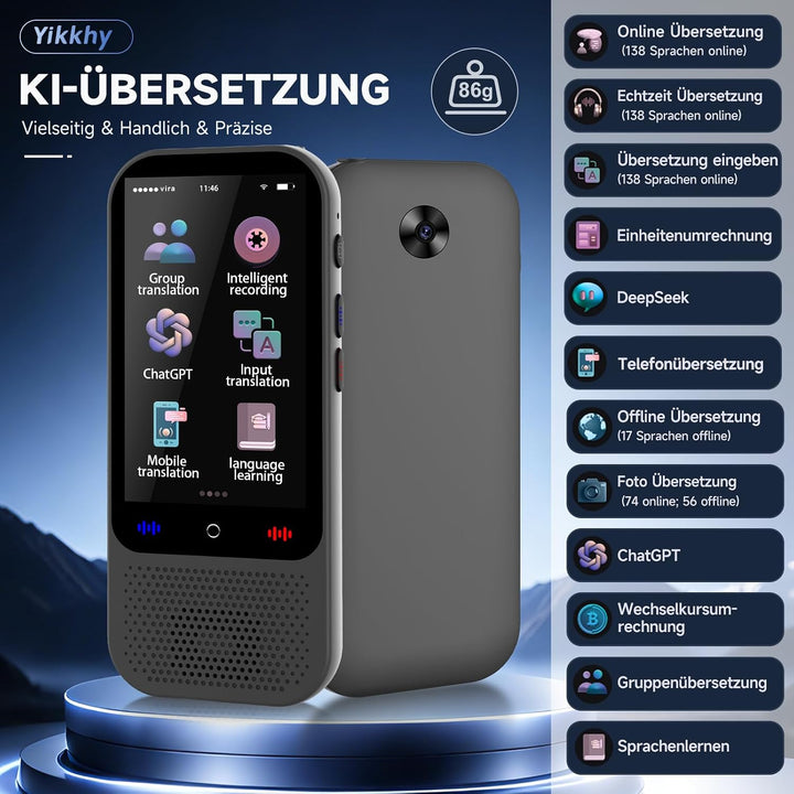 Sprachübersetzer ohne Internet, KI Übersetzer, Übersetzungsgerät