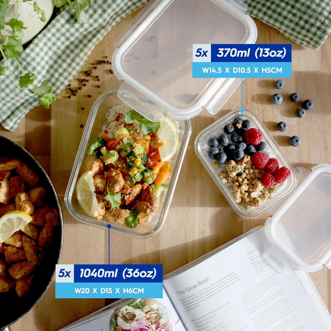 Harbour Housewares Vorratsbehälter aus Glas für Lebensmittel Set mit Deckels - 2 Grössen - Klar/Weis