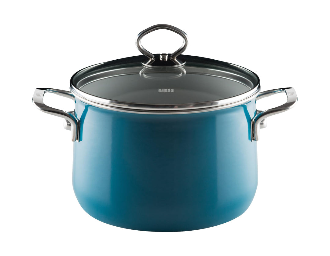 Riess, 0703-010, Fleischtopf mit Glasdeckel, NOUVELLE-AQUAMARIN EXTRA STARK, Durchmessser 20 cm, Höh