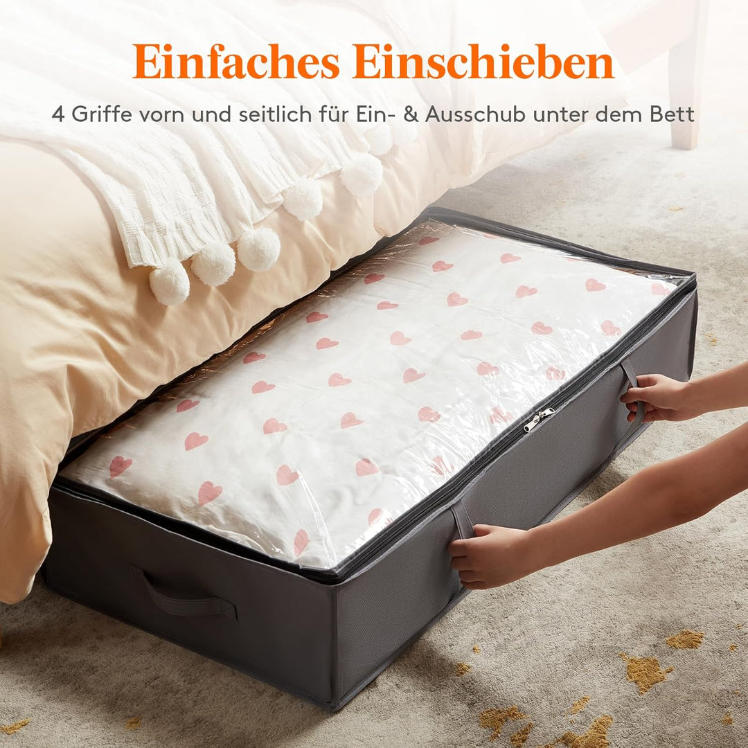 Lifewit 6 Stück 90L Unterbettkommode, Unterbett Aufbewahrungsbox mit deckel, Faltbare Kleidung Aufbe