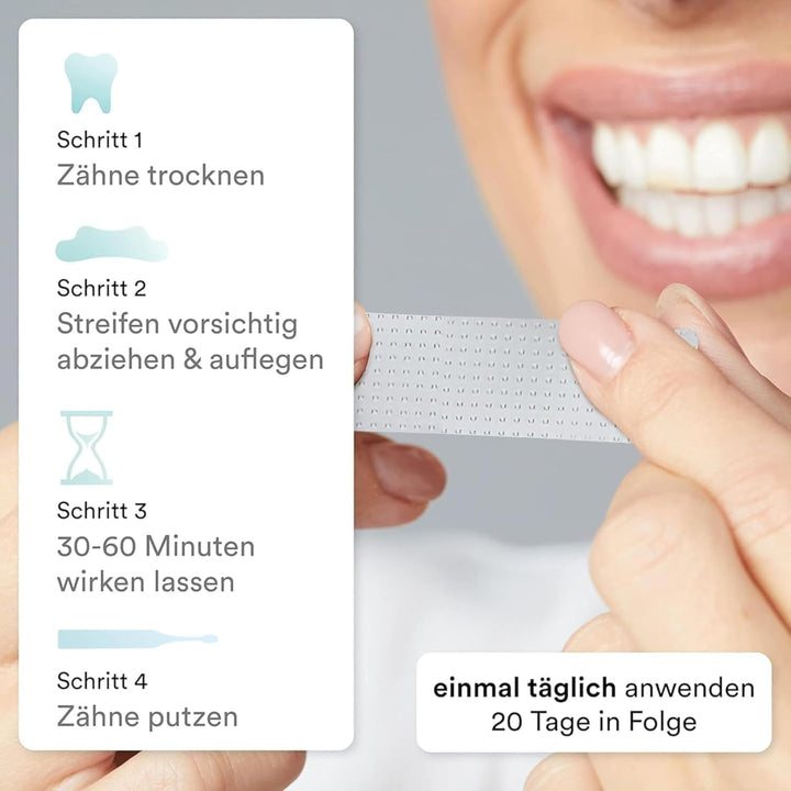 Zahnaufhellung Whitening Strips - Testsieger 2024-100 Tage risikofrei testen - frei von Peroxid - in