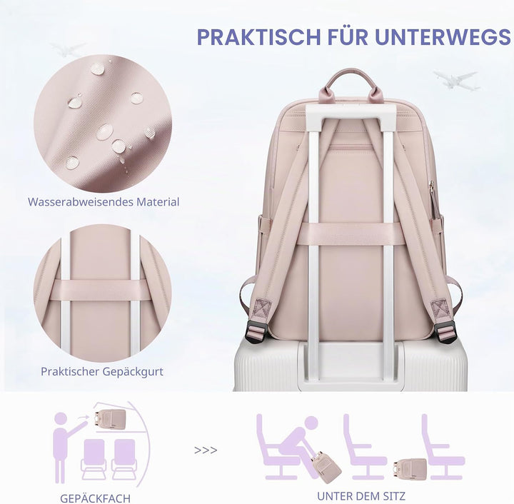 Rucksack Damen Herren, Laptop Schulrucksack,Women Travel Backpack Elegant für Uni Reise Büro, Tagesr