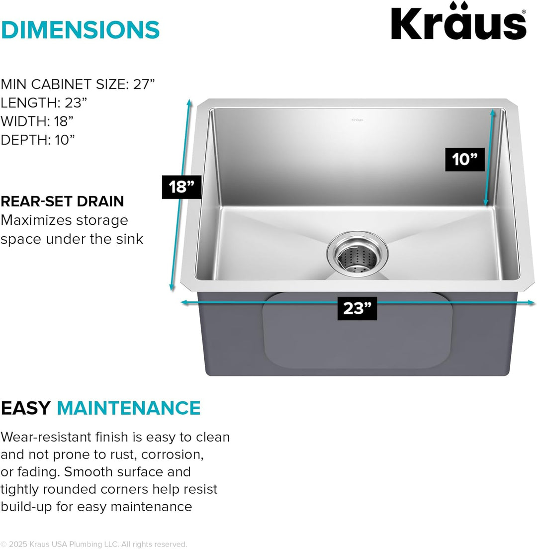 Kraus KHU101-23 Standardart Pro Küchenspüle und Wasserhahn, Edelstahl, 58,42 cm