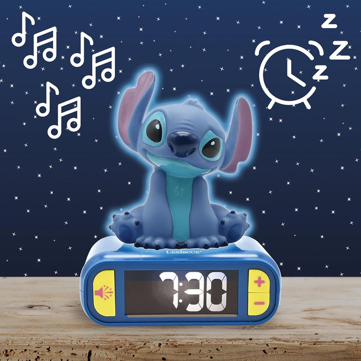 Lexibook, Stitch, Nachtlicht-Wecker, RL800DLXB | Klänge und Melodien, LCD-Display mit Hintergrundbel