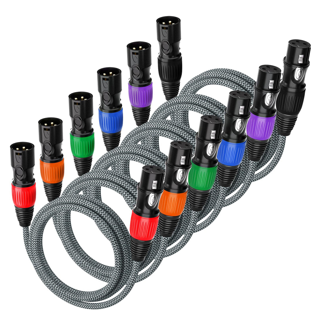 XLR Kabel 6Pack 5m, Mikrofonkabel Nylon geflochtene XLR Stecker auf Weiblich Balancierte 3-PIN Mikro
