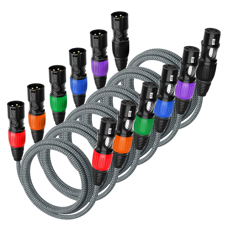 XLR Kabel 6Pack 5m, Mikrofonkabel Nylon geflochtene XLR Stecker auf Weiblich Balancierte 3-PIN Mikro