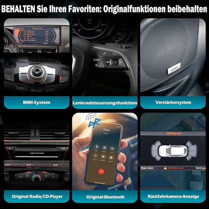 Erisin 12.3 Zoll Android 12 Autoradio mit GPS Navigation für Audi A4/A5/B8/S4/S5 2009-2016 Unterstüt