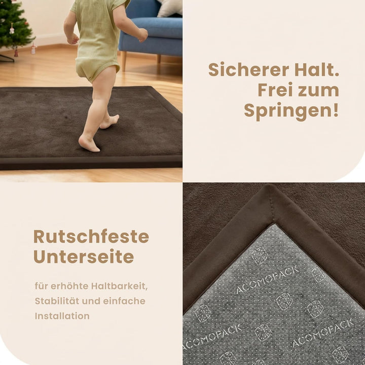 ACOMOPACK Baby Spielmatte aus 3,5 cm dickem Memory-Schaumstoff, 127 x 188 cm, Kinder Laufstallmatte