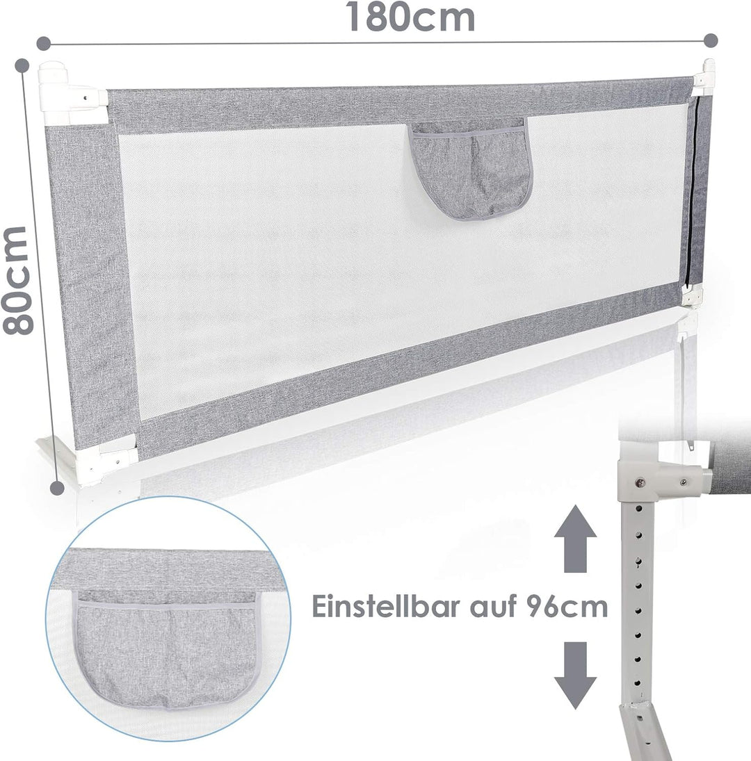 Herrselsam Bettgitter für Kinder (180 x 80 cm)，Rausfallschutz Bett für Kinder,Kinderbettgitter mit l