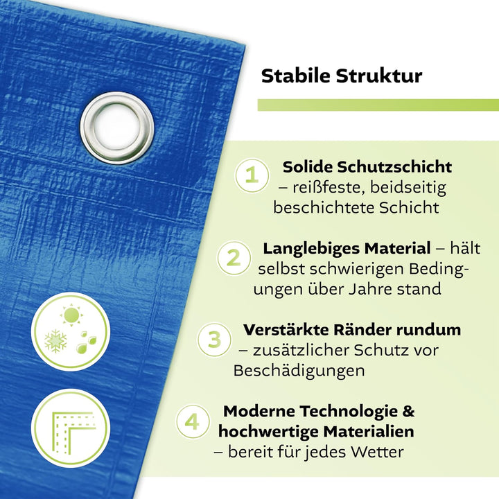 Blaue Abdeckplane 60g/m², 20x20m Gewebeplane Schutzplane Plane zum universellen Gebrauch