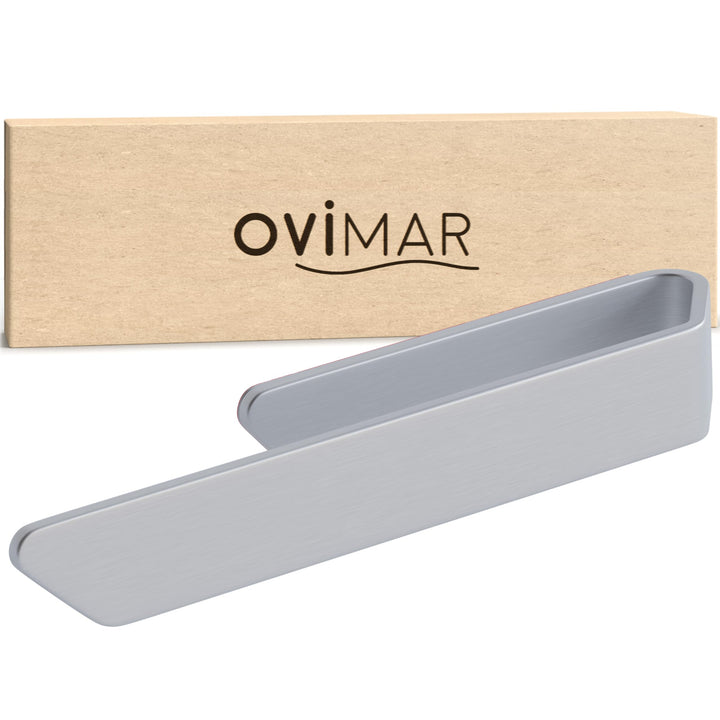 ovimar Handtuchhalter Ebelo Silber aus gebürstetem Aluminium | zum Kleben | 20cm | modernes Schlicht