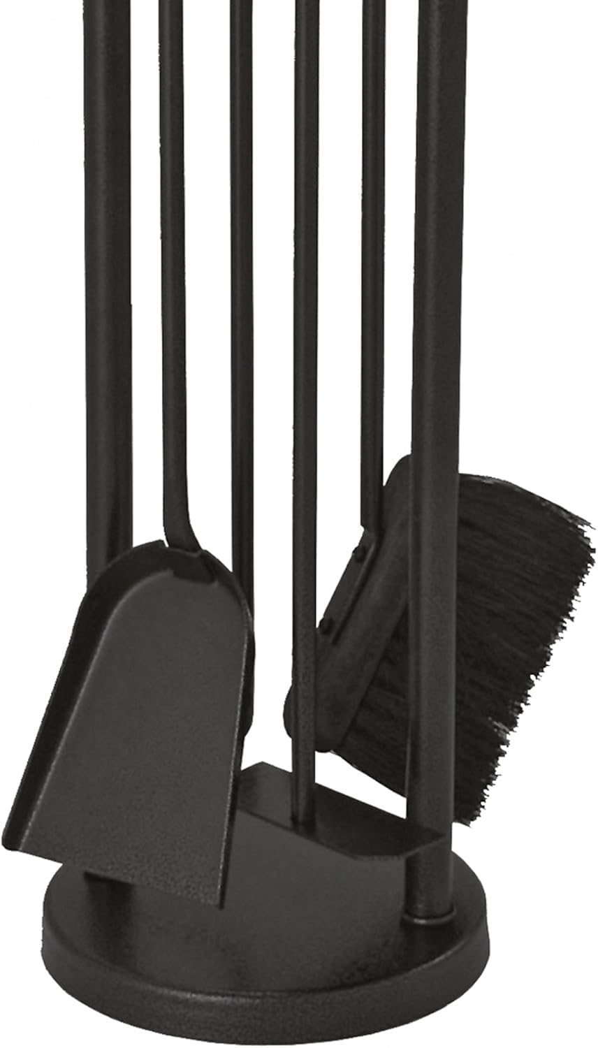 Lienbacher Kaminbesteck (4-teilig), schwarz beschichtet, Rundbogen, Griffe Edelstahl