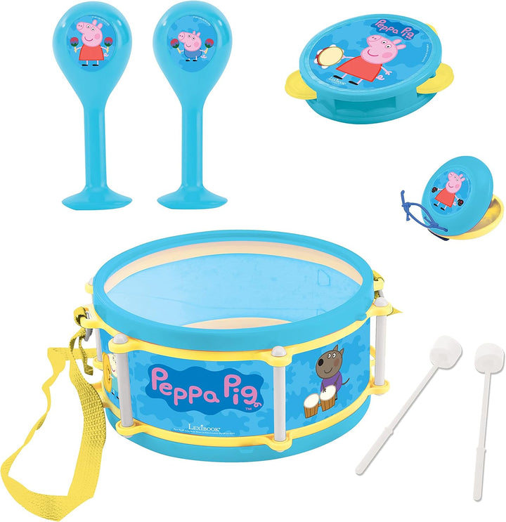Lexibook, Peppa Pig, Set mit 7 Musikinstrumenten (Trommel, Maracas, Kastagnette, Mundharmonika, Bloc