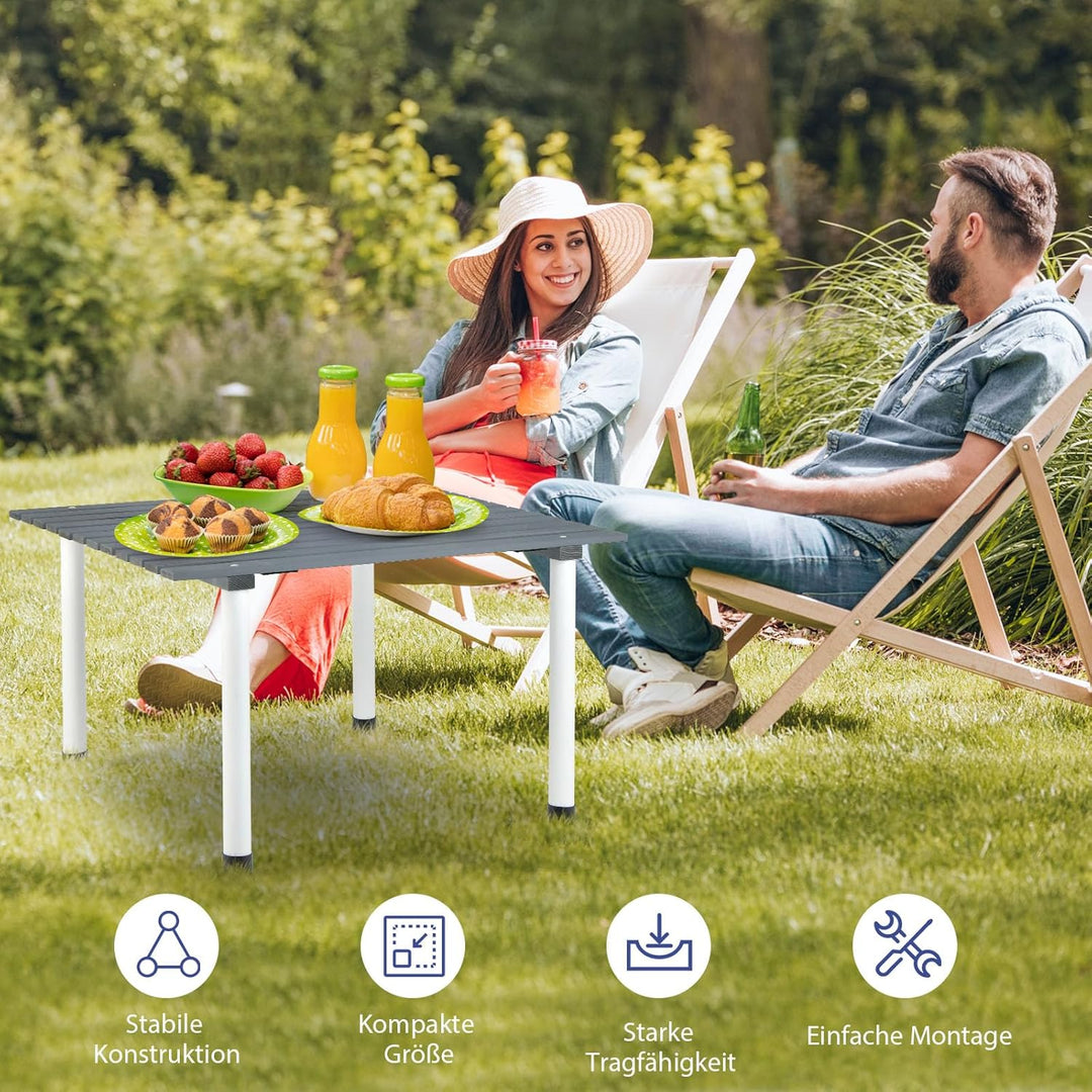 GOPLUS Campingtisch, Picknicktisch aufrollbar aus Tannenholz bis 50kg belastbar, Balkontisch Gartent