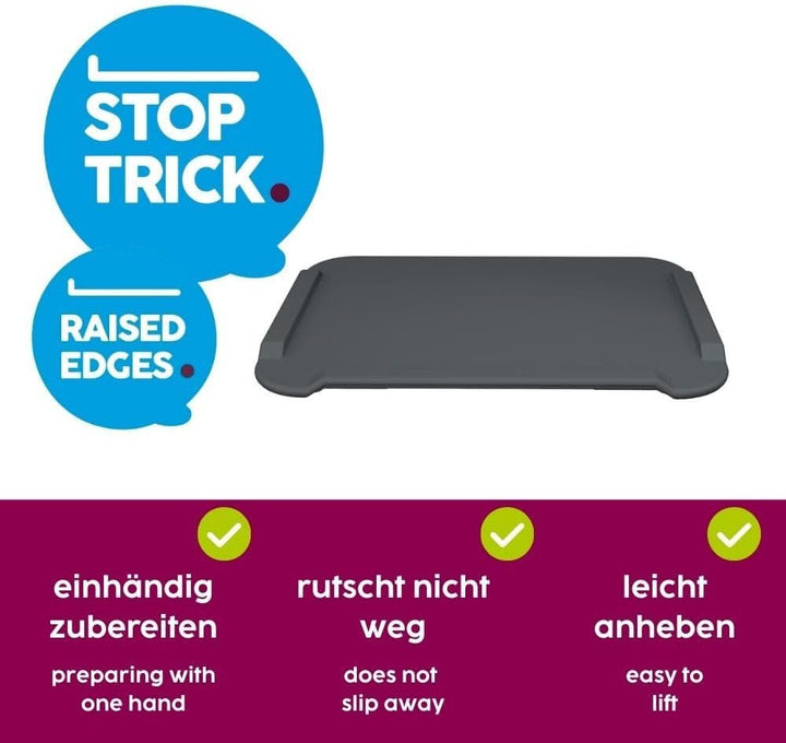 Ornamin Grosses Essbrettchen (Schneidbrett, Fixierbrett, Einhänderbrett) + Zubereitungshilfe, grün G