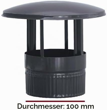 S&amp;M 485244 Schornsteinaufsatz schwarz glasiert 900°C-Ø100mm-Rosette für Kamin- und Ofenleitungen