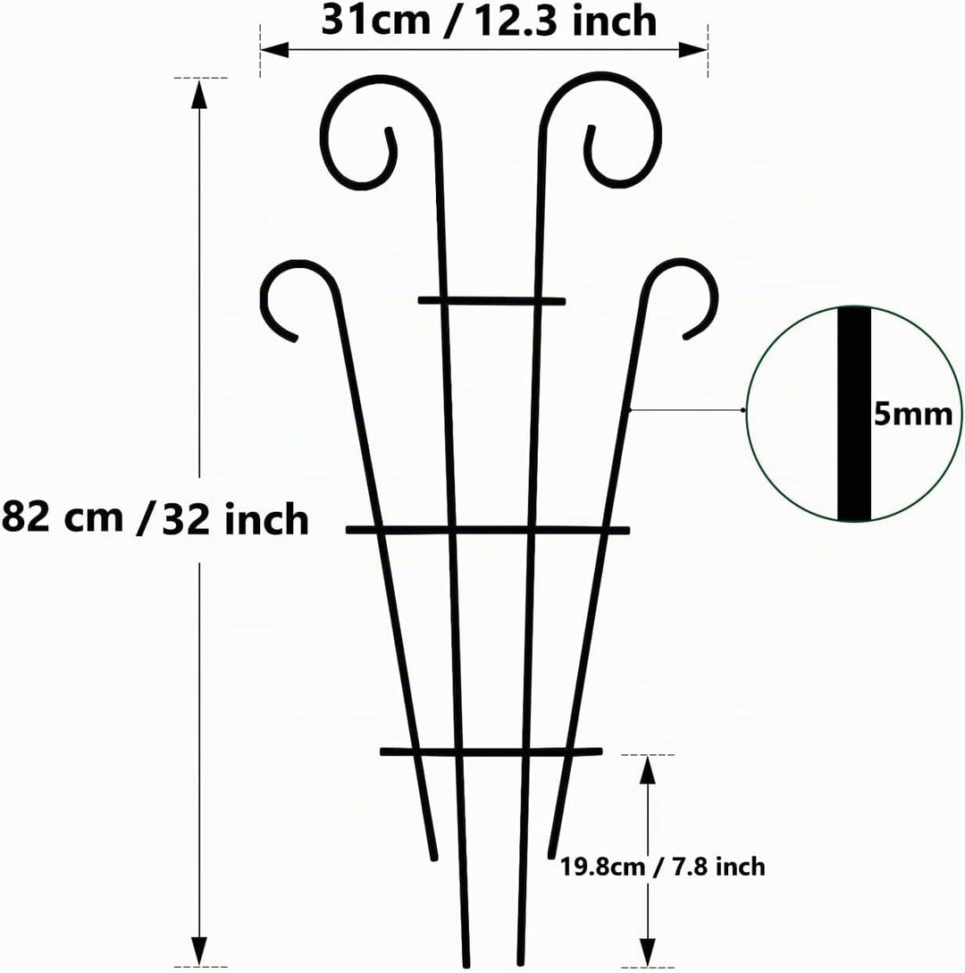 Thealyn 4er-Pack 81cm/32 Zoll Innenpflanzenspalier für kletternde Topfpflanzen, Outdoor-Metall-Garte