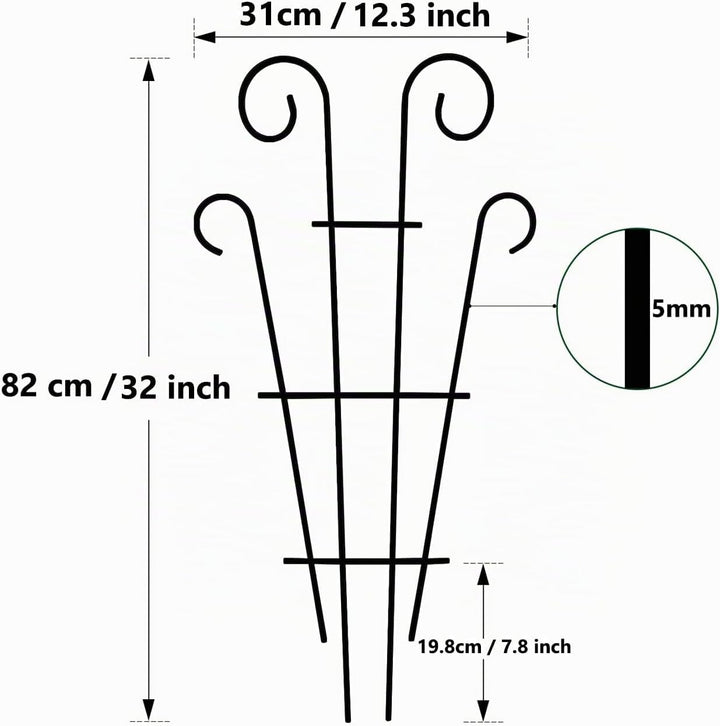 Thealyn 4er-Pack 81cm/32 Zoll Innenpflanzenspalier für kletternde Topfpflanzen, Outdoor-Metall-Garte