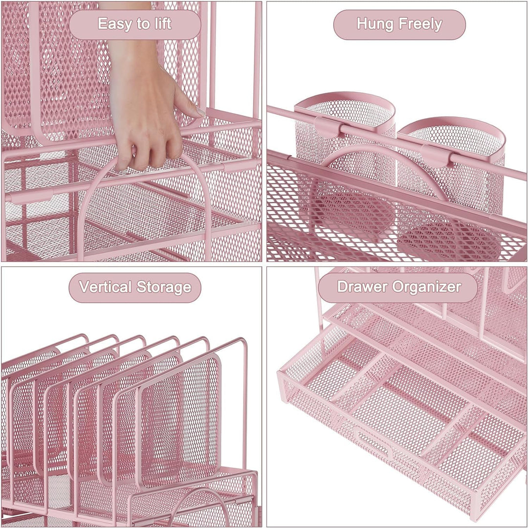 Marbrasse Schreibtisch Organizer,4 Ebenen Papier Briefablage mit Schubladen,5 Vertikale Dokumentenab