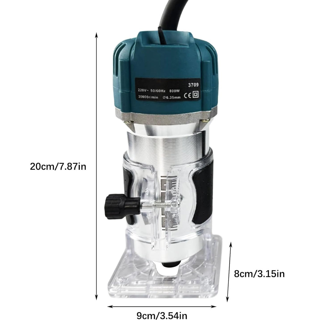 Elektrischer Oberfräse Kantenfräse, 220V 800W Oberfräse Trimmer mit Transparenter Grundkantenführung