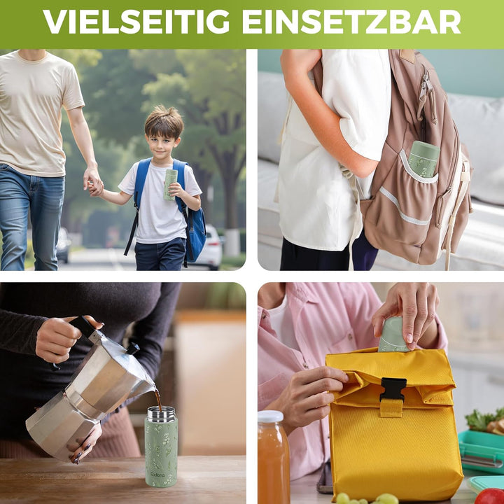 Mini Thermosflasche 250ml mit Edelstahl-Deckel, Trinkflasche Klein Doppelwandige Vakuum–Ultra-Kompak