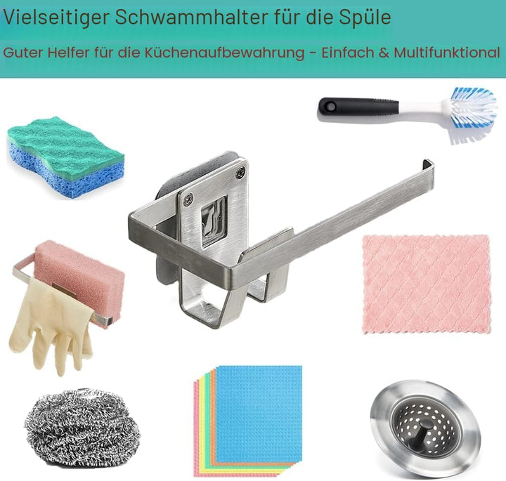 GAViA Schwammhalter Küche, Spülschwammhalter Selbstklebend Küche Organizer Spültuch-Halter 304-Edels