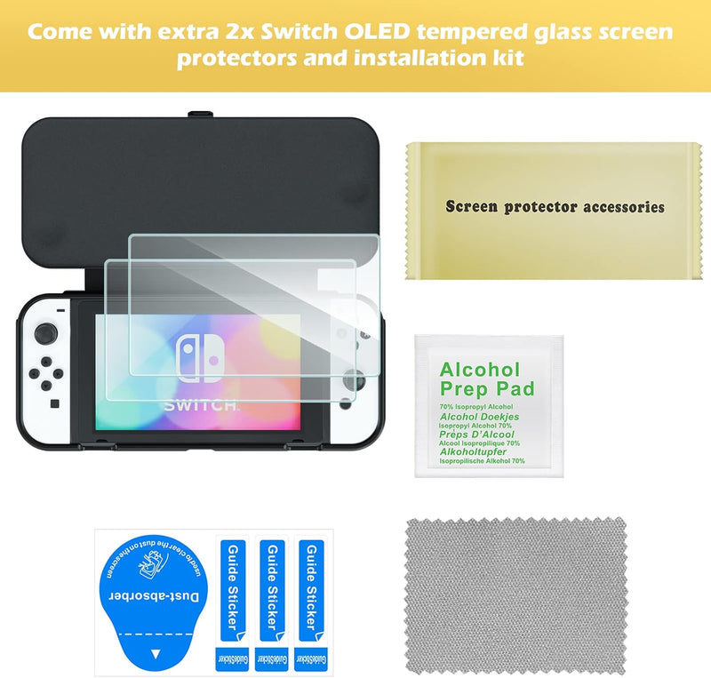 ProCase Klapp Schutzhülle + (2 Stück) Displayschutz für Nintendo Switch (OLED Modell) Weich dünn TPU