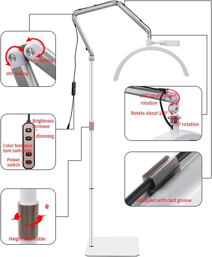 LED Halbmond Beauty Light Farbtemperatur 3000K-6000K Schwenkbar stabile Stand & Telefonhalterung Wei